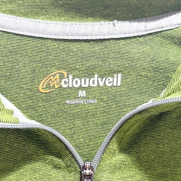CLOUDVEIL Men’s Green Base Layer 1/4 Zip Long Sleeve High Neck Pullover Shirt M - Picture 4 of 7